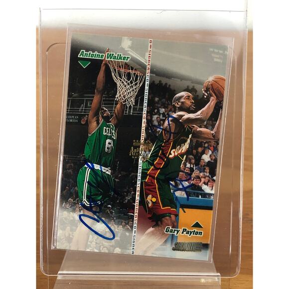 1998 Topps Stadium Club Co-Signers CO12 Antoine Walker Gary Payton PSA Authentic - Picture 4 of 5